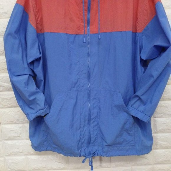80s Jantzen Color Block Jacket Sz-1X Pockets Hood - Picture 5 of 10